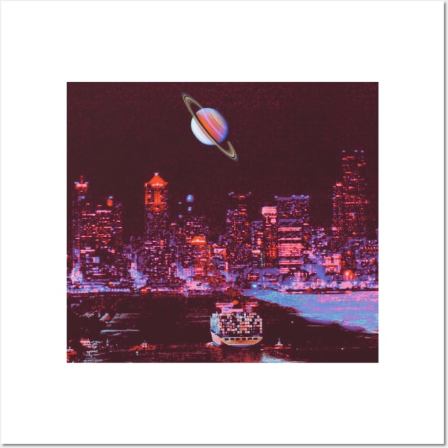 Night City Saturn Port Wall Art by lofi_retrowave